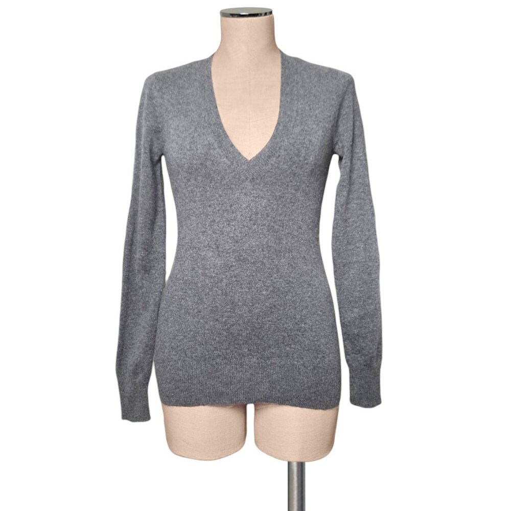 MICHAEL KORS Luxe Gray Soft 100% Cashmere V Neck Sweater XS